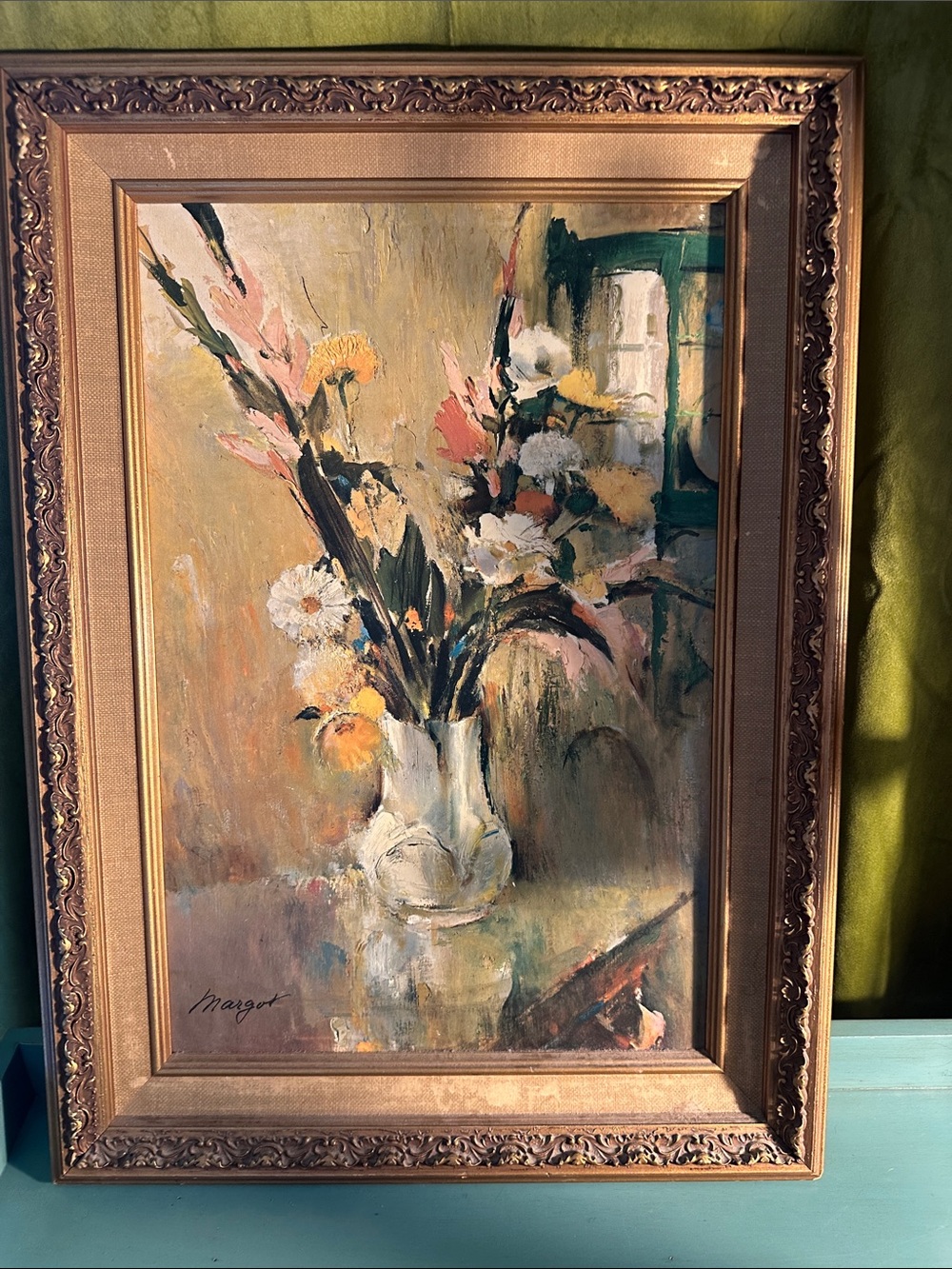Margot Summer Bouquet Modern Floral Painting Reprint Framed Medium